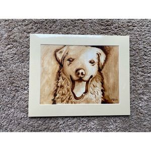 Hand painted coffee dog painting golden retriever